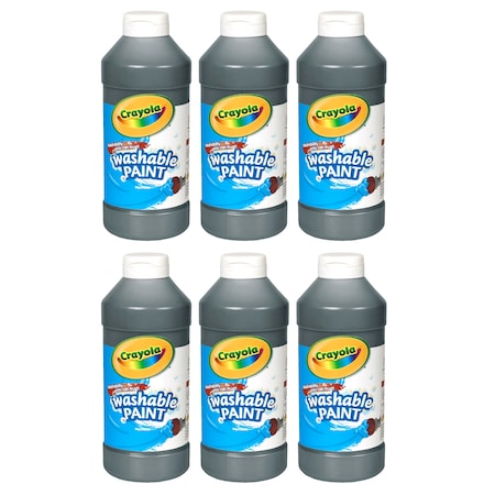 Crayola Washable Paint, Black, 16 oz. Bottles, PK6 5420167051